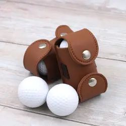 Mini Golf Ball Bag PU Leather 4 Tees Holder Kit Golf Ball Hanging Pouch Portable Men Golf Carry Bag