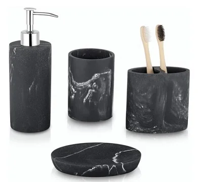 Resin Bathroom Set of 5 Bathroom set modern style toothbrush holder soap dispenser soap box in  resin  custom bathroom set ba