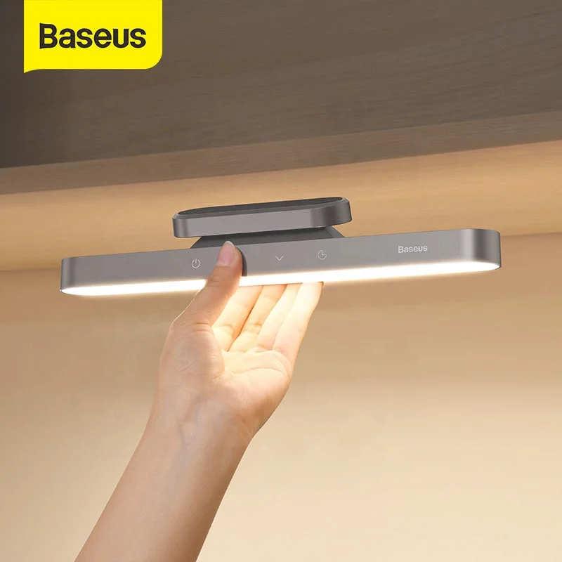 Baseus Ночной светильник, подвесной Магнитный светодио дный Настольный светильник, бесступенчатая диммируемая настольная лампа, перезаряжаемый светильник для шкафа, для спальни, кухни