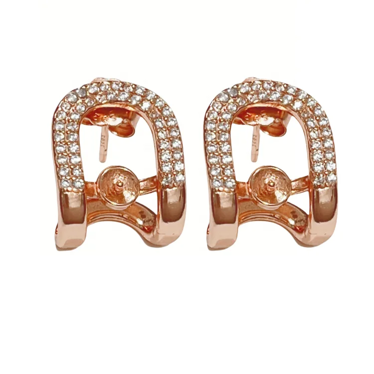 high quality fashion designer luxury gold plated accessory custom diy silver 925 ladies pearl earring jewelry making accessories