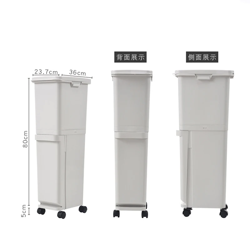 
Recycling Bin, Double Trash Can with 2 CompartmentsSoft-closing LidsPlastic Inner Buckets and Carry Handles 