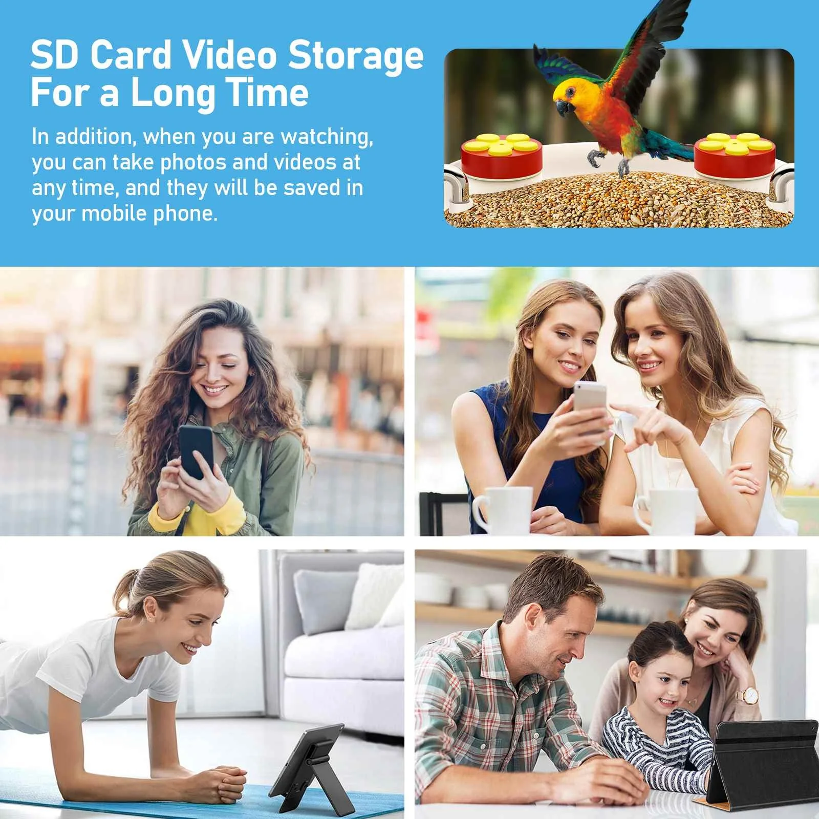 2024 новый дизайн, бесплатное распознавание, умная кормушка для птиц на солнечных батареях