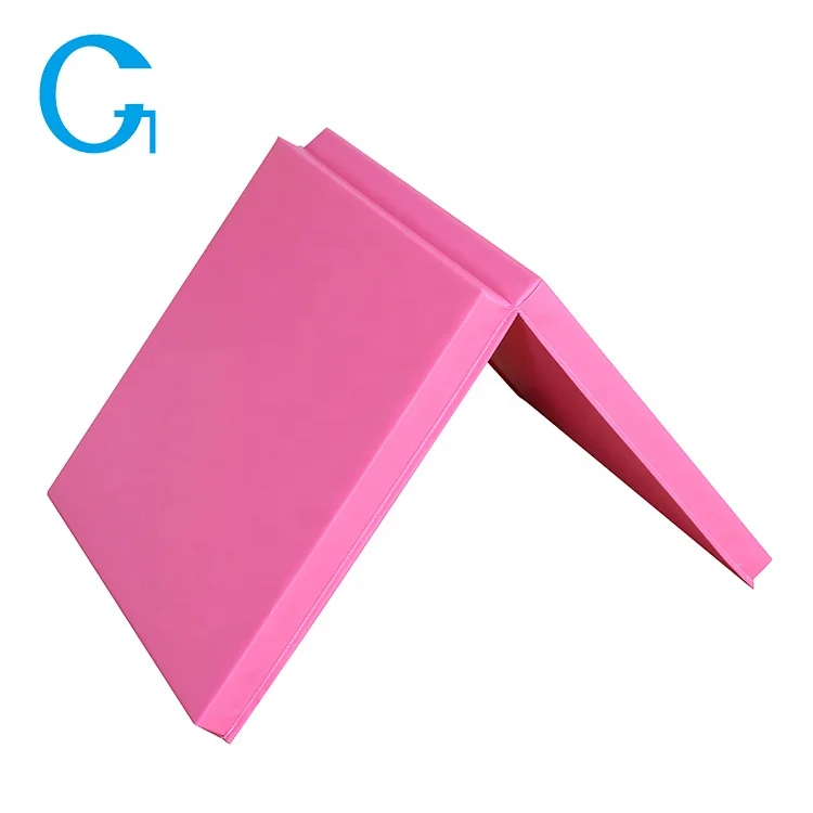 2-fold pink gymnastics mat folding gym mat for exercise fitness