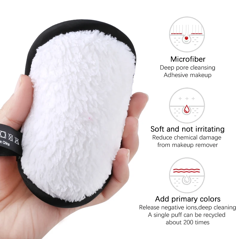 Private Label Vegan Cruelty Free Reusable Washable Microfiber Facial Cleansing Makeup Remover Removing Pads Sponge Set