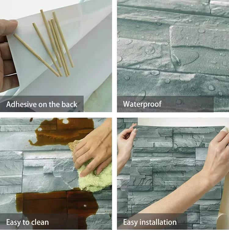 Home Decoration 3D Texture Brick Self Adhesive Wall Paper Interior Peel And Stick Wallpaper Roll Bricks For Living Room