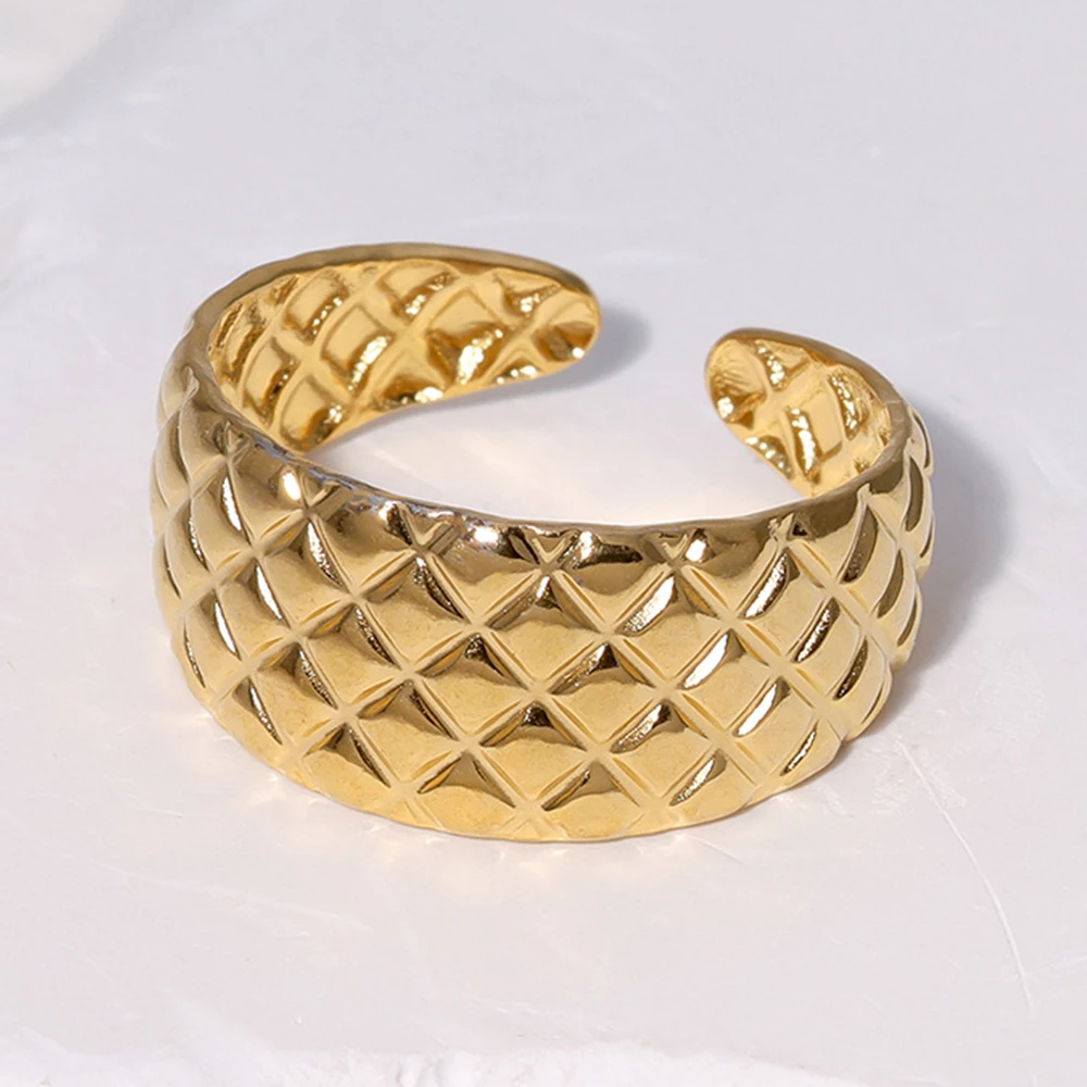 Temperament Pineapple Texture Stainless Steel Simple Open Rings For Women