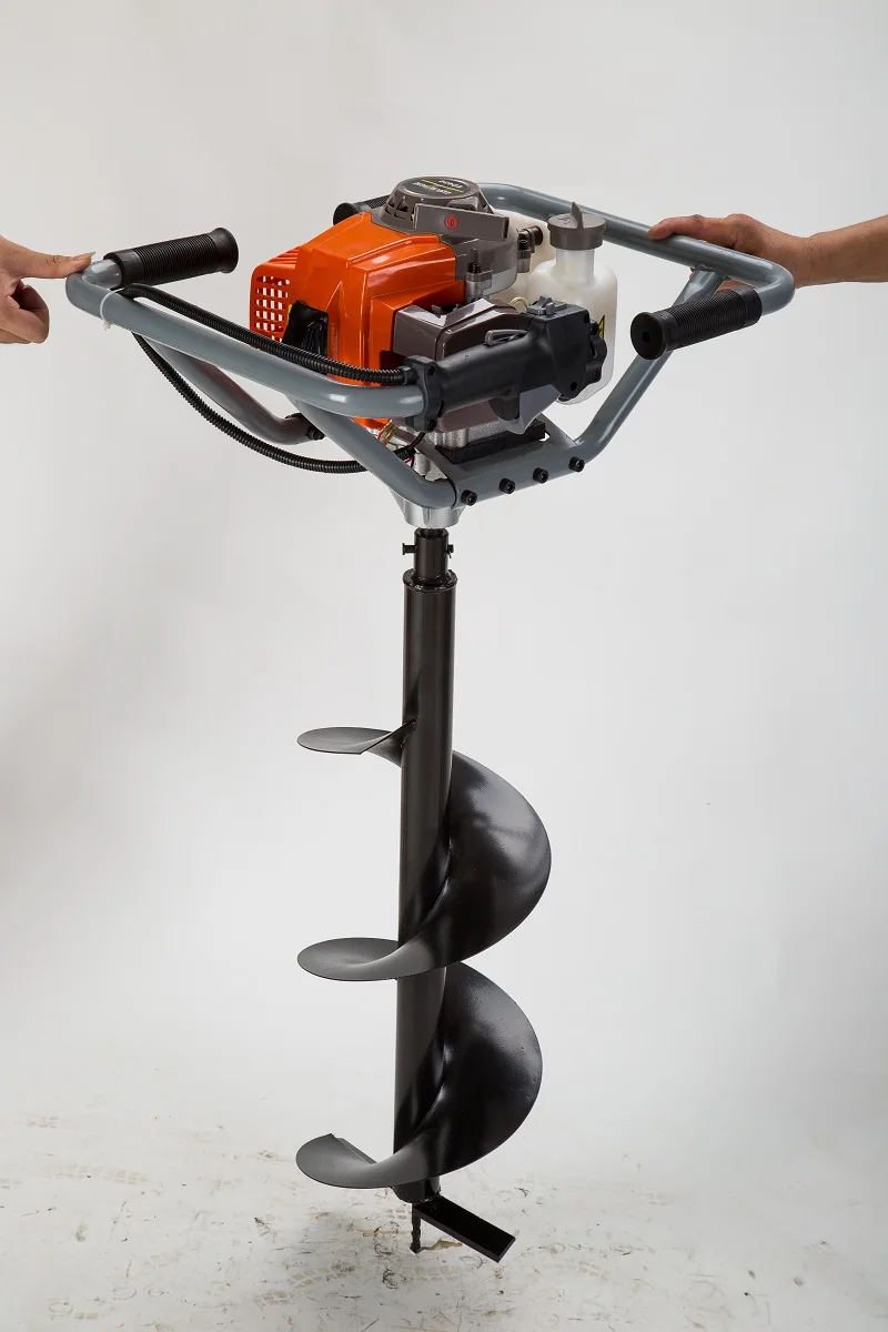 63cc gasoline earth auger drilling machine for planting excavator with wheel