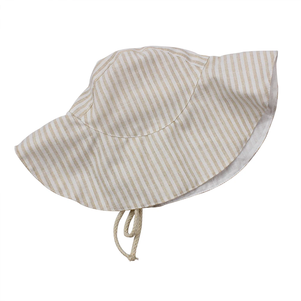 
Pure Organic Linen Fabric Summer Beach Design Sunhat Baby Kids Hat Children Topi 