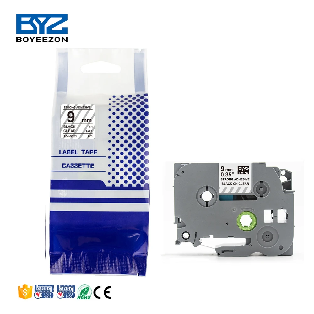 Strong adhesive label cassette tape 9mm Tze-S121 S221 S621 S921 for brother printer