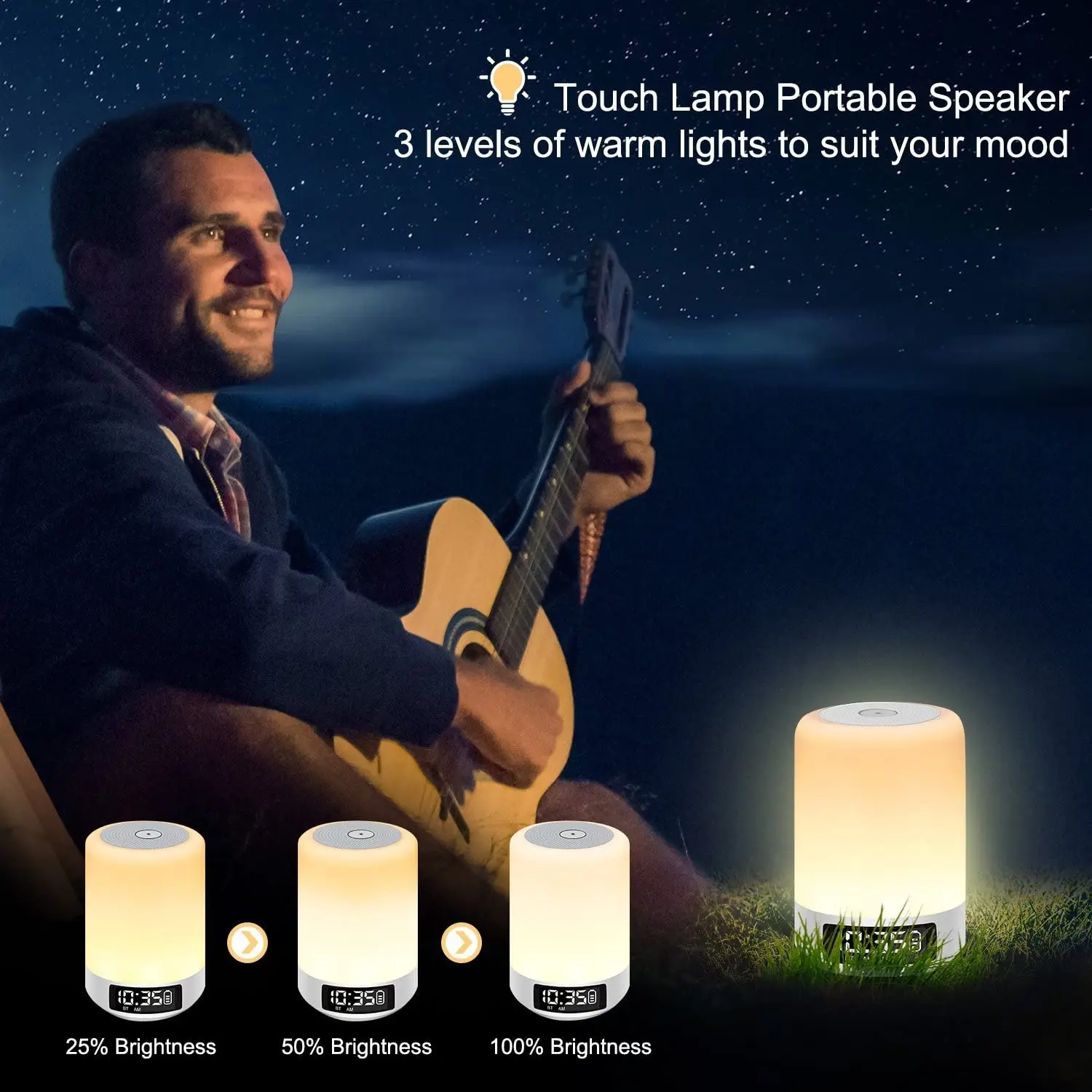 Hthconvey LED Desk Lamp Night Light Portable Speaker lamp With Alarm Clock and timer