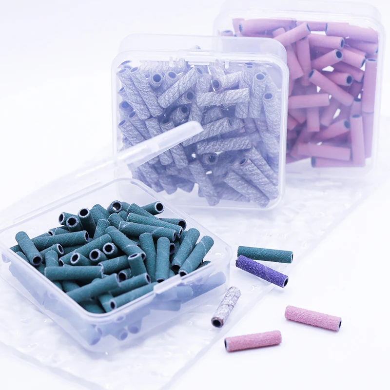 Pink Nail Sanding Band Medium 180 240 400 Grit Pick Color Manicure Drill Bits Pedicure Tool Custom Logo 100pcs Nail Sanding Band