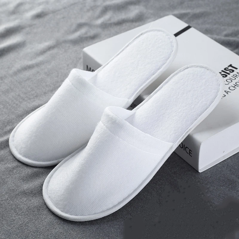Factory custom durable comfortable white eva spa travel hotel bath room disposable slippers with logo