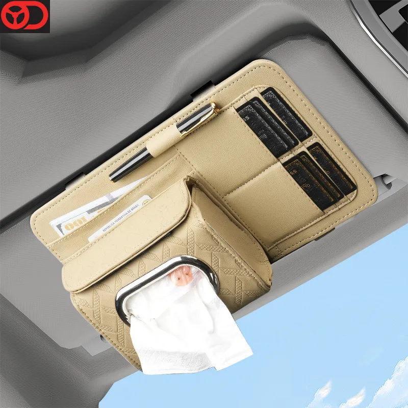 Car Sun Visor Clip And Interior Accessories Car Sun Visor Storage Pouch Holder With Multi-pocket Car Sun Visor Organizer