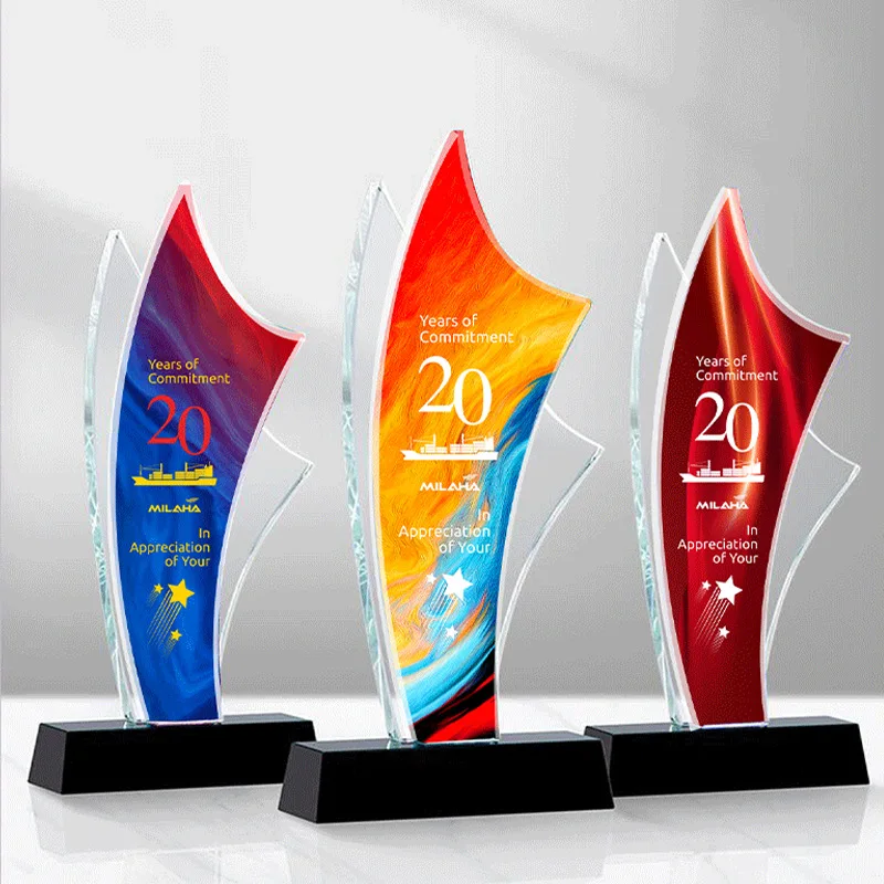 personalized Full color printing optical Crystal Glass trophy awards MH-NJ0314