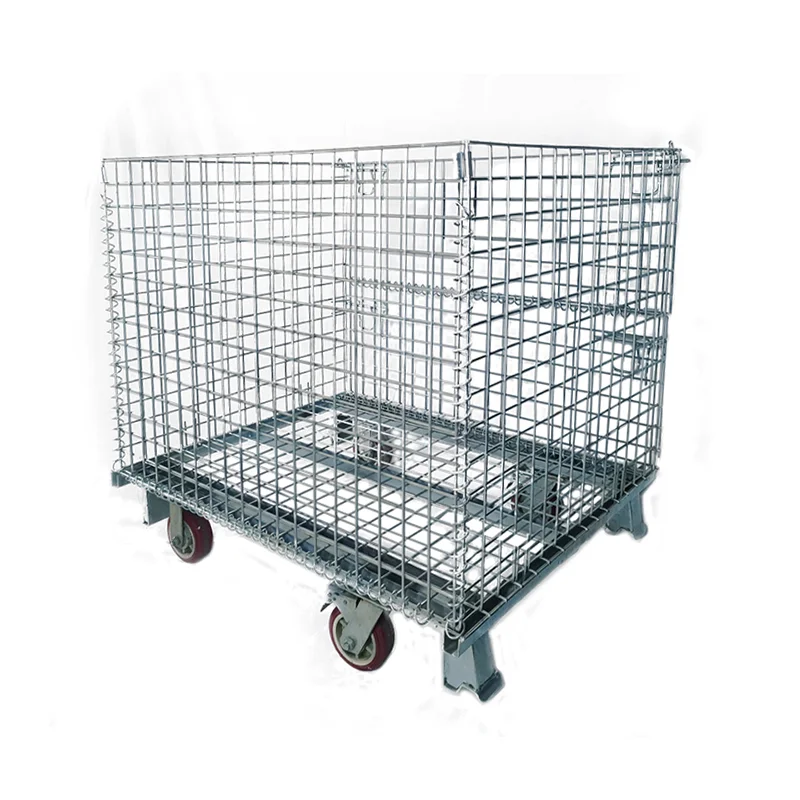 Wholesale steel foldable  scrap storage roll cage roll car with wheels for sale