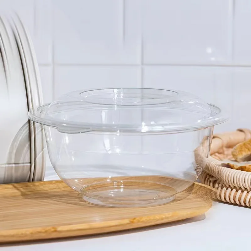 32oz Clear Disposable Fruit Ice Cream PET Plastic Dessert Salad Packing Bowl with lid