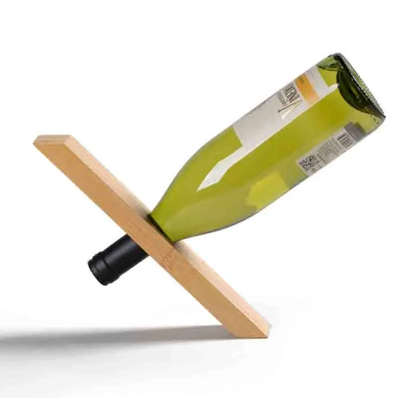 Free Standing Wine  Holder  Counter Balanced Wooden Single Wine Bottle Holder
