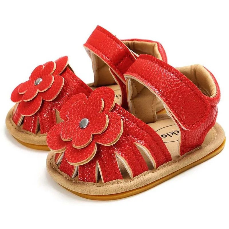 2022 Spring Summer Cute Classic Style Holiday Low Tube Flower Floral Indoor Soft Bottom Baby Sandals For Kids