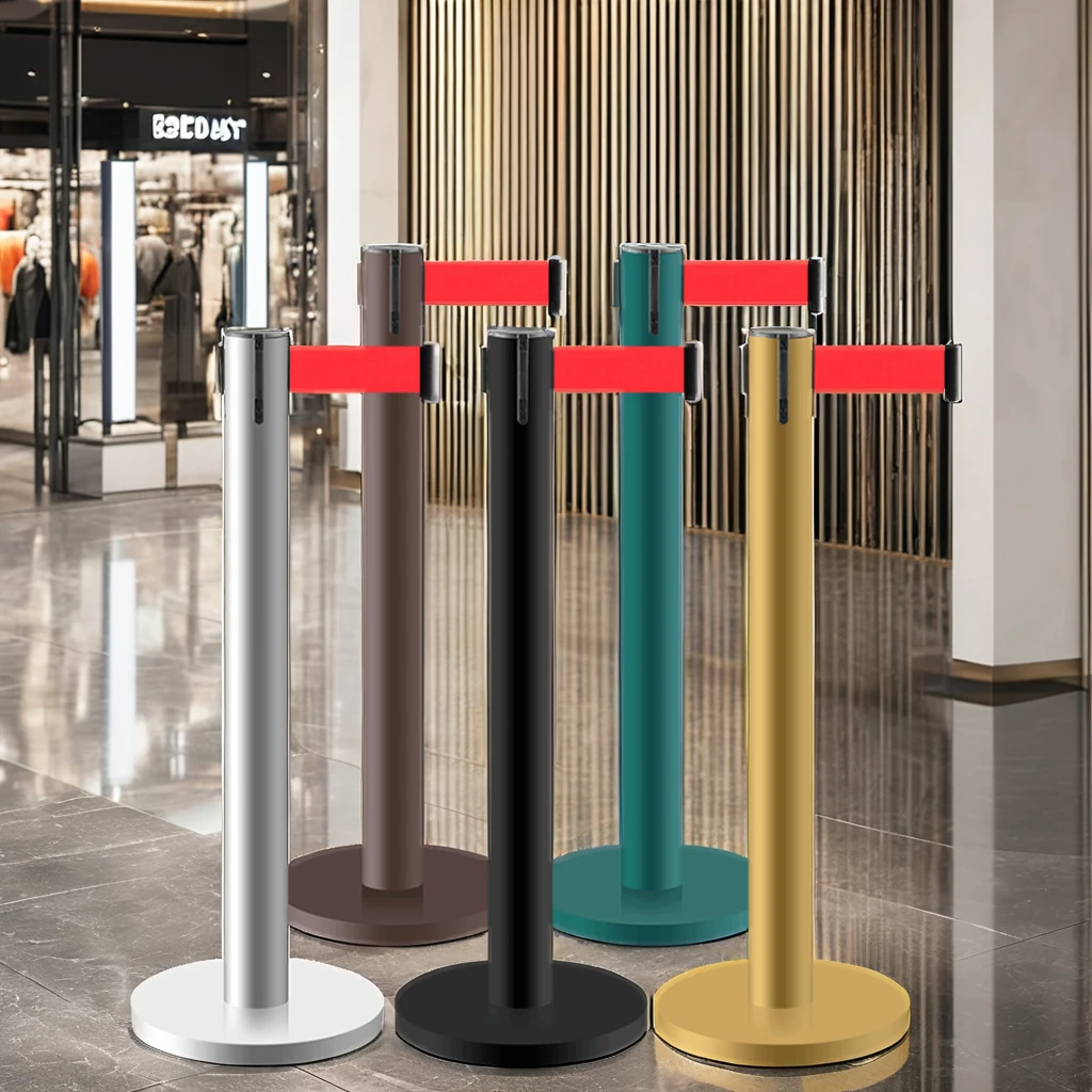 Stainless Steel Crowd Control Stanchion With 2M 3M 5M Retractable Belt Barrier