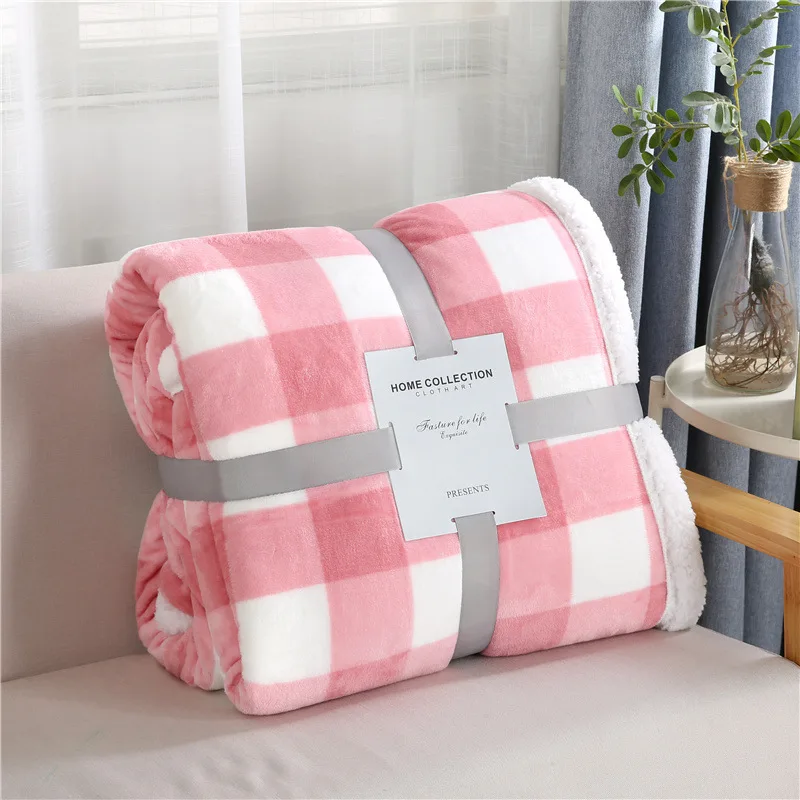 New Japanese Flannel Cozy  Plaid Printing Other Blankets For Winter