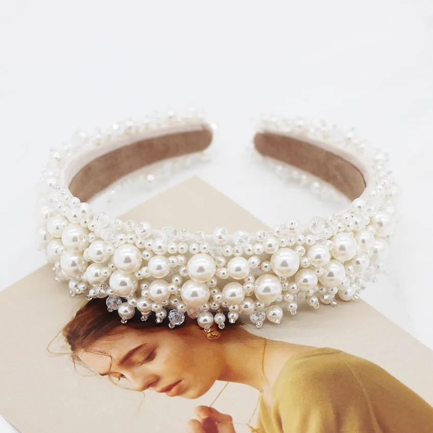New Trendy Luxury Pearl Headband For Elegant Women Baroque Boho Vintage Pearl Beaded Girls Hair band Accessories 2021