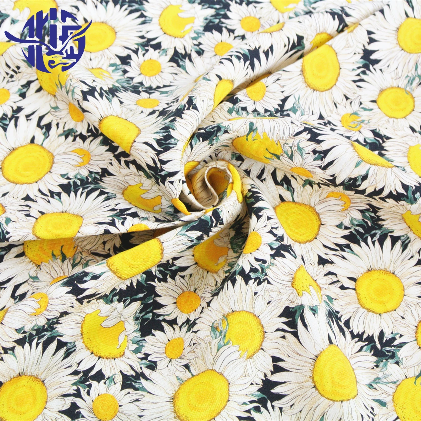 
Sunflower Custom Printed Design Digital Linen Cotton blend Fabric for Baby Clothes 