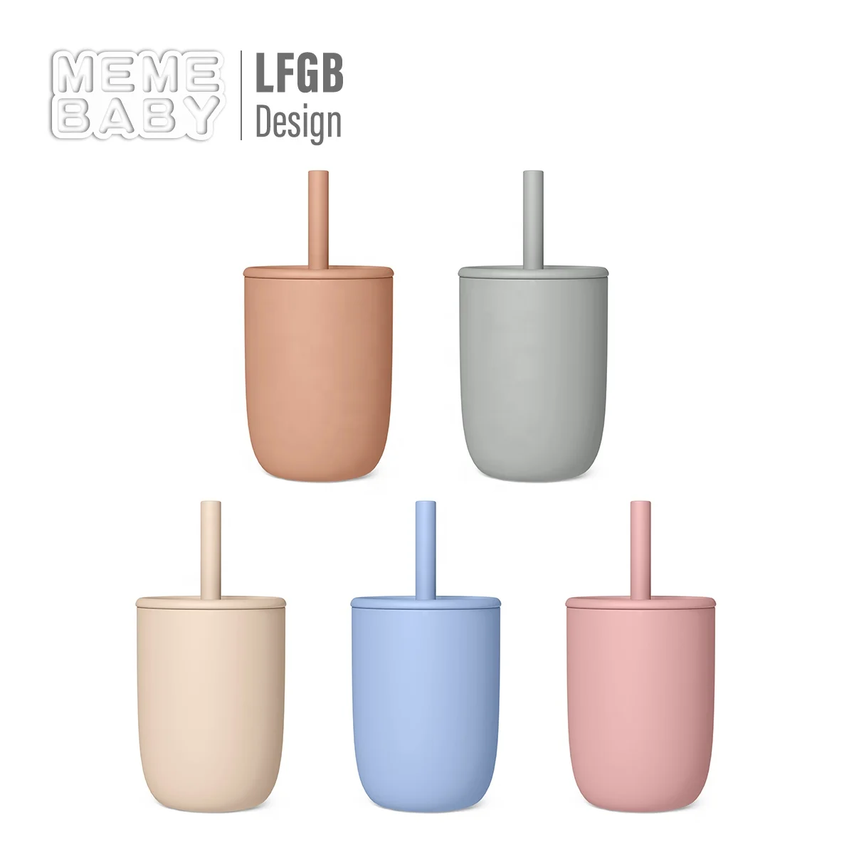 High Capacity Wholesale SIlicone Big Straw Cup Kids Water Drinking No Spill Water Cup Baby Water Bottle LFGB Approved BPA Free