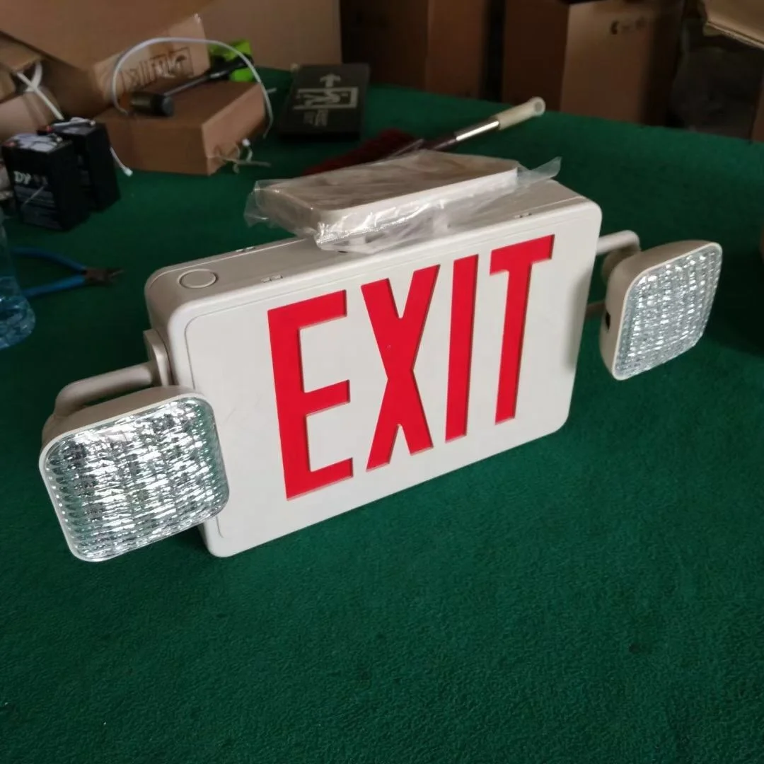 Wall hanging fire twin spot heads led emergency exit sign light