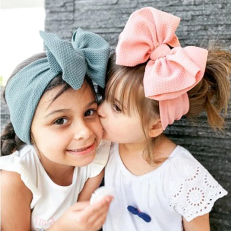 Повязка на голову с большими бантами для новорожденных девочек, широкий тюрбан, детские головные уборы, Детские аксессуары для волос