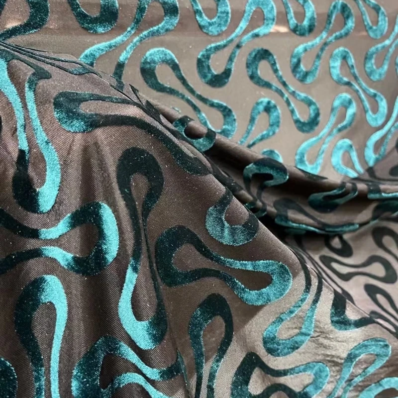 hot sale 4 way stretch super soft velvet knit burnout fabric for dress