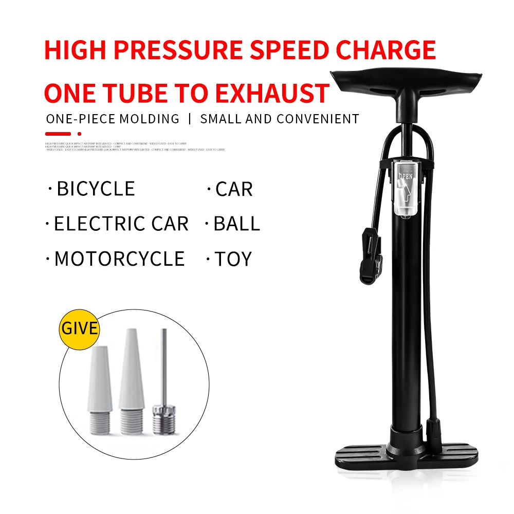 Bike foot pump multifunction mtb pressure gauge pump bicycle air pump with adapter valve