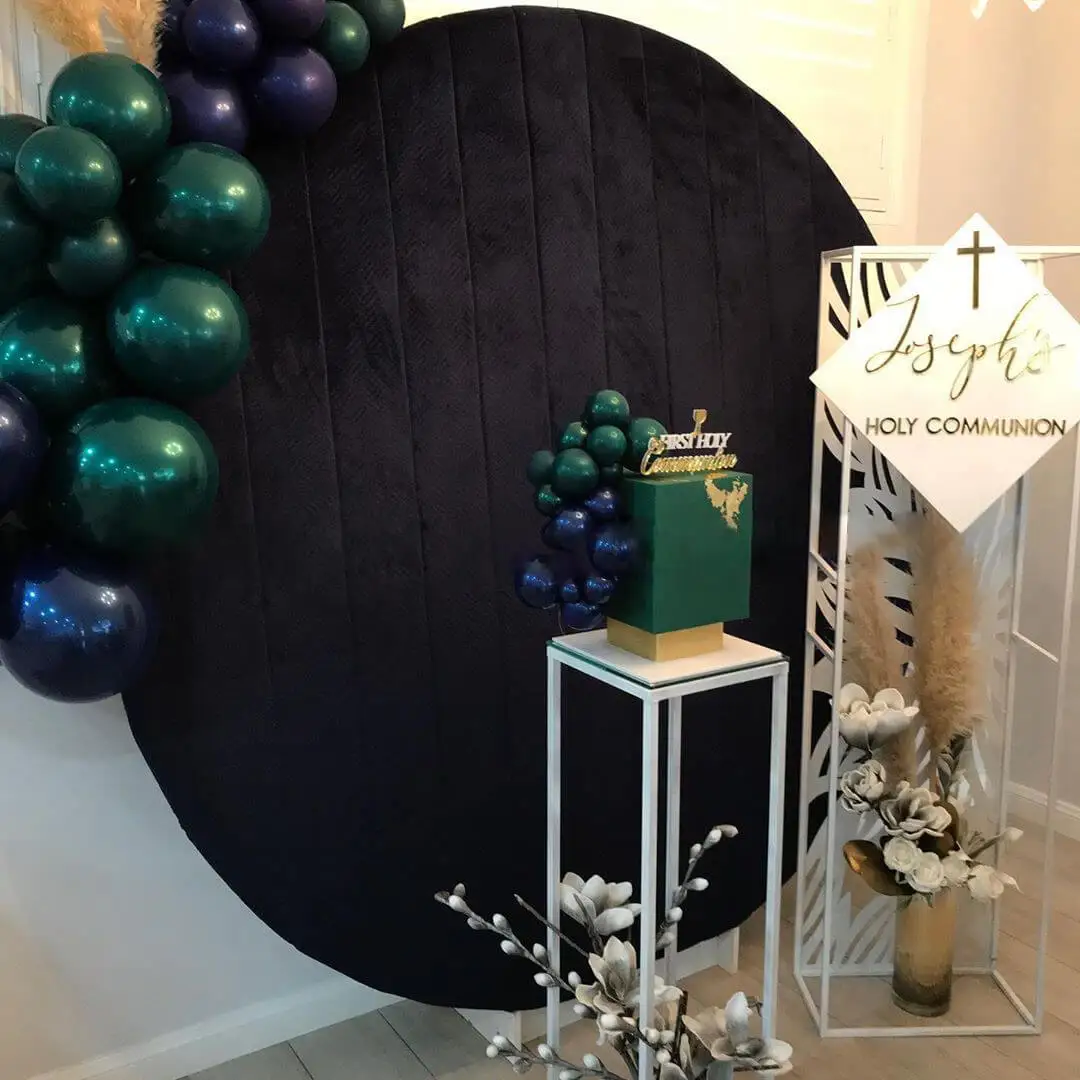 Светло-голубой Круглый Бархатный Чехол с подставкой | Украшения на день рождения ребенка, свадьбу