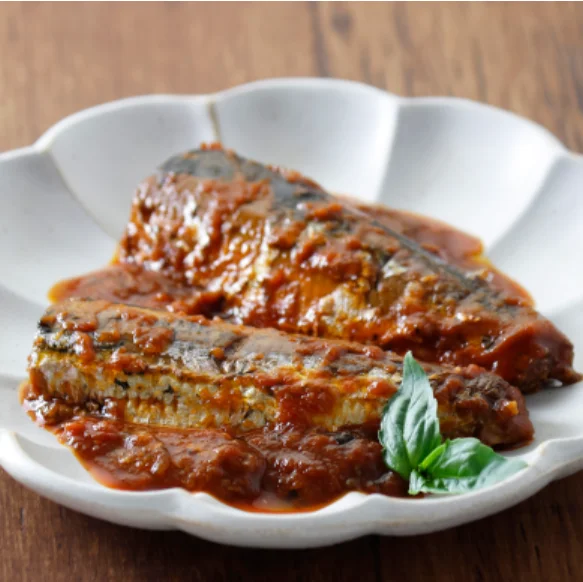 Frozen Sardine cooked stock fish marinated fish tomatoes and basil