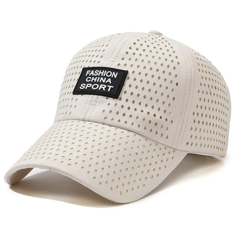 Custom Made Rubber Skin Label Quick-drying Mesh Sports Hat Breathable Baseball Caps Outdoor Sun Visor Caps For Men