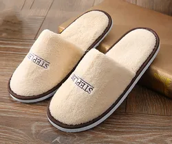 Wholesale cheap custom LOGO home guests five-star hotel travel parent-kids unisex eva indoor coral velvet slippers