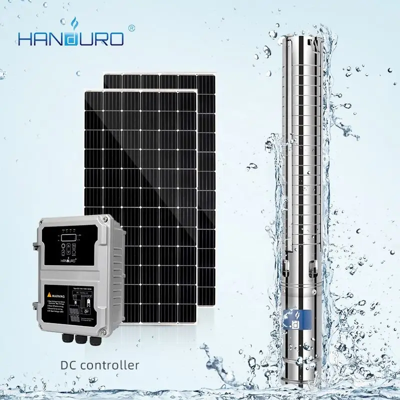 Custom Handuro 4inch 101m Solar Power Submersible Borehole Water Pump Deep Well pump