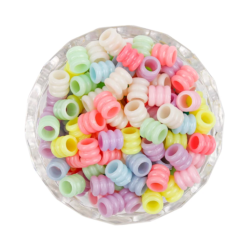 multicolor macaron opaque acrylic beads tube Shape wholesale honey color plastic beads DIY  beads