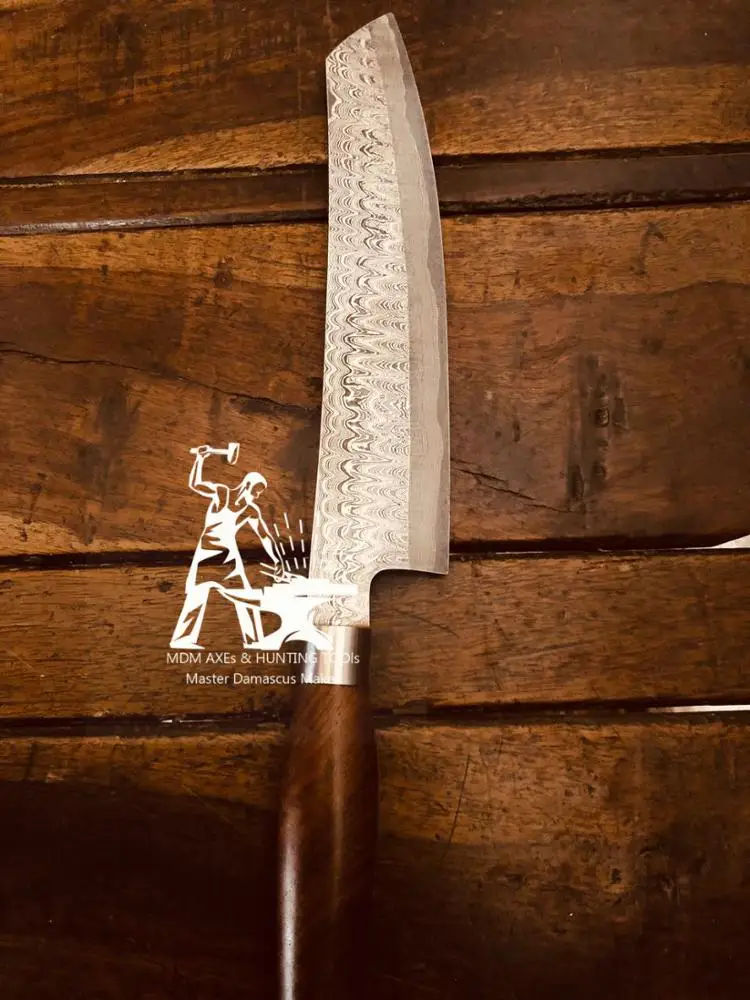 Handmade Damascus steel Santoku Knife, Kitchen knife, Utility Knife, Real sharp cutting surface unique New style Knife