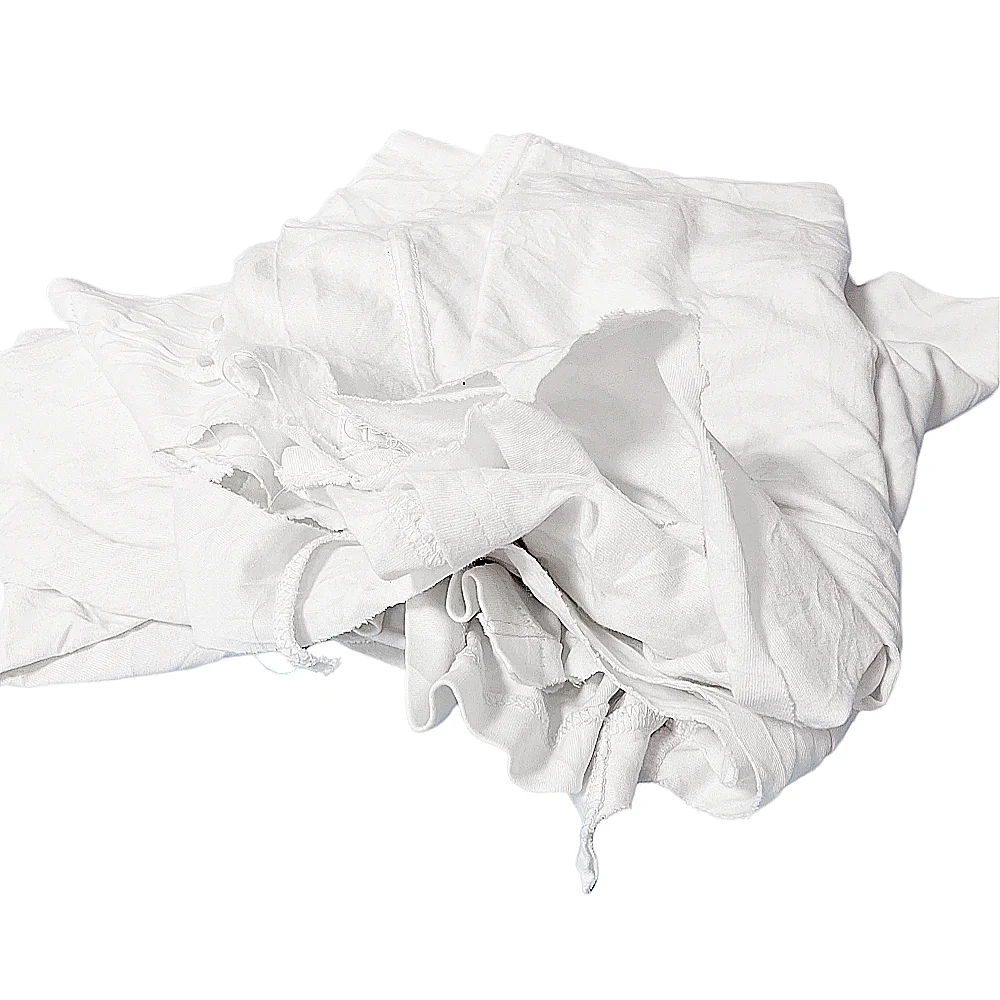 GGK Cut  Reused  White Cotton  T-shirt Cleaning Machine Used Rags Industrial Wiping Rags