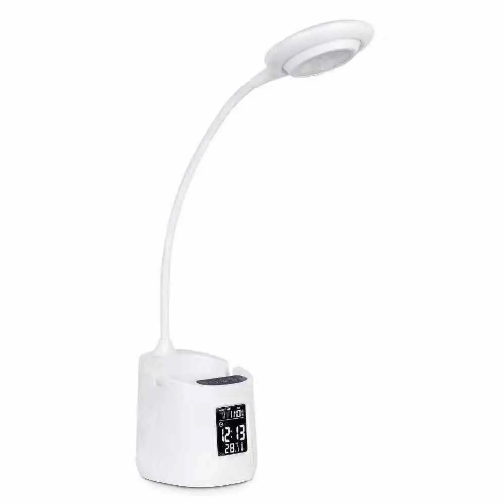 Modern  Led Office Desk Lamp reading lamp Touch Dimmable Foldable With Calendar Temperature Alarm Clock table Reading Light