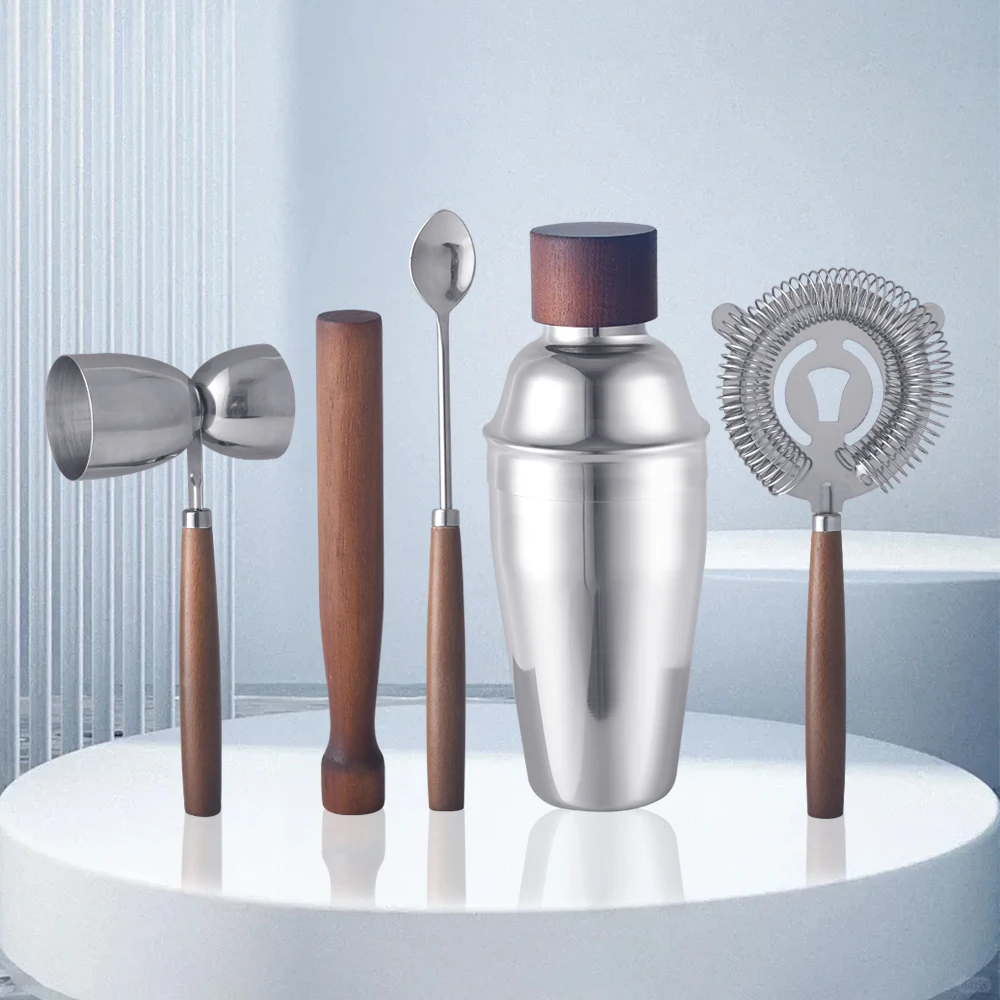 OUYADA Factory Direct New Products 5PCS Bartender Kit Bar Tools Set 550ML Mixing Wine Stainless Steel Cocktail Shaker