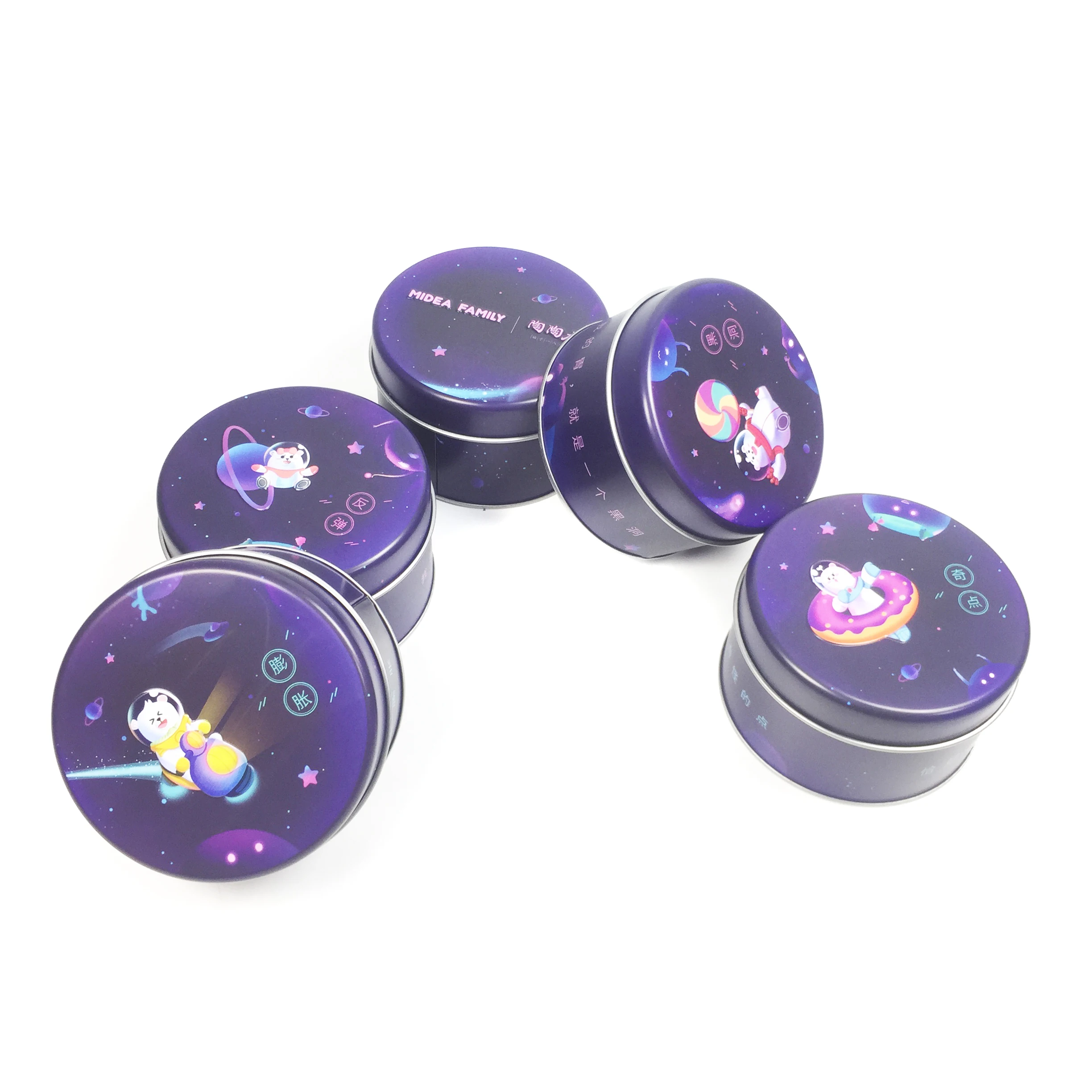 Подгонянная круглая форма красочная мини жестяная коробка для печенья шоколада конфеты торт Железный контейнер пакет