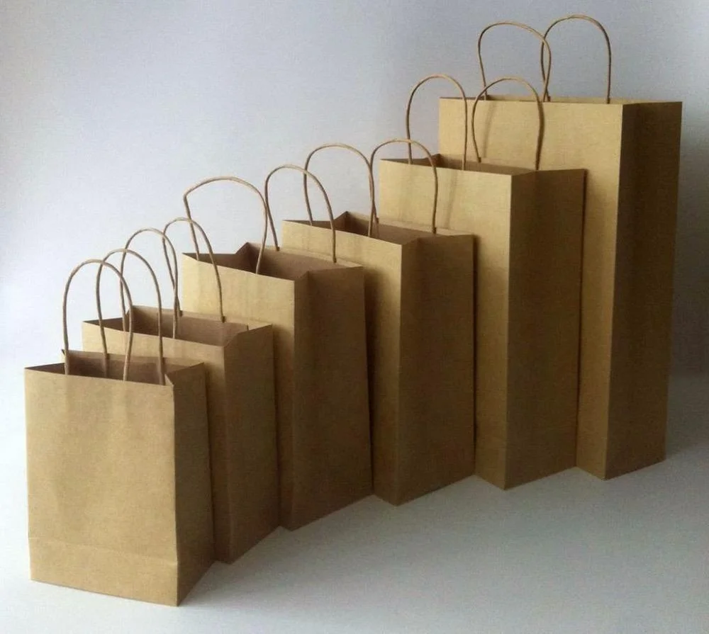 
customized brown kraft paper handbag packaging bag printing 