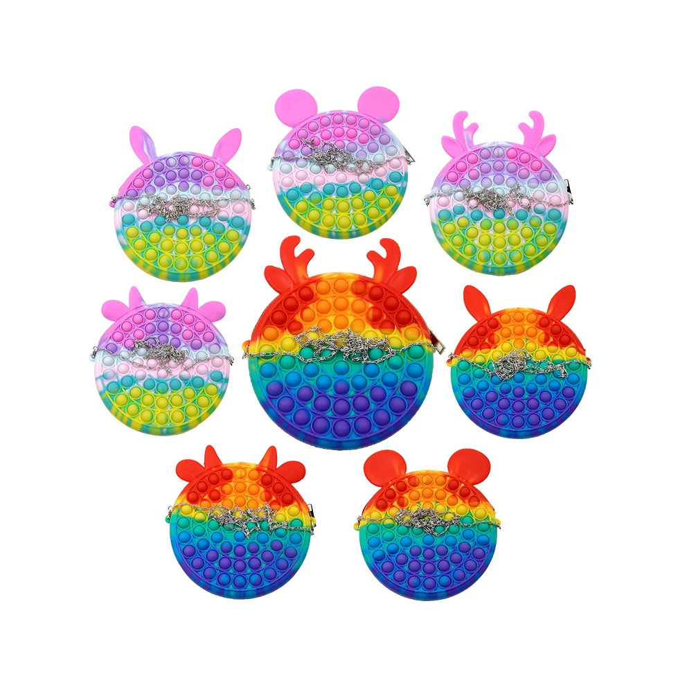 New Style Silicone Handbag Push Bubble Pop Sensory Fidget Toys Puzzle Bubble Hand Messenger Bag Push Pop Fidget Toys Bag