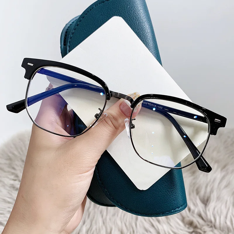 TR90 black eyebrow irregular square black silver monturas opticas 2023 blue light blocking 2024 men eyeglasses frames for women