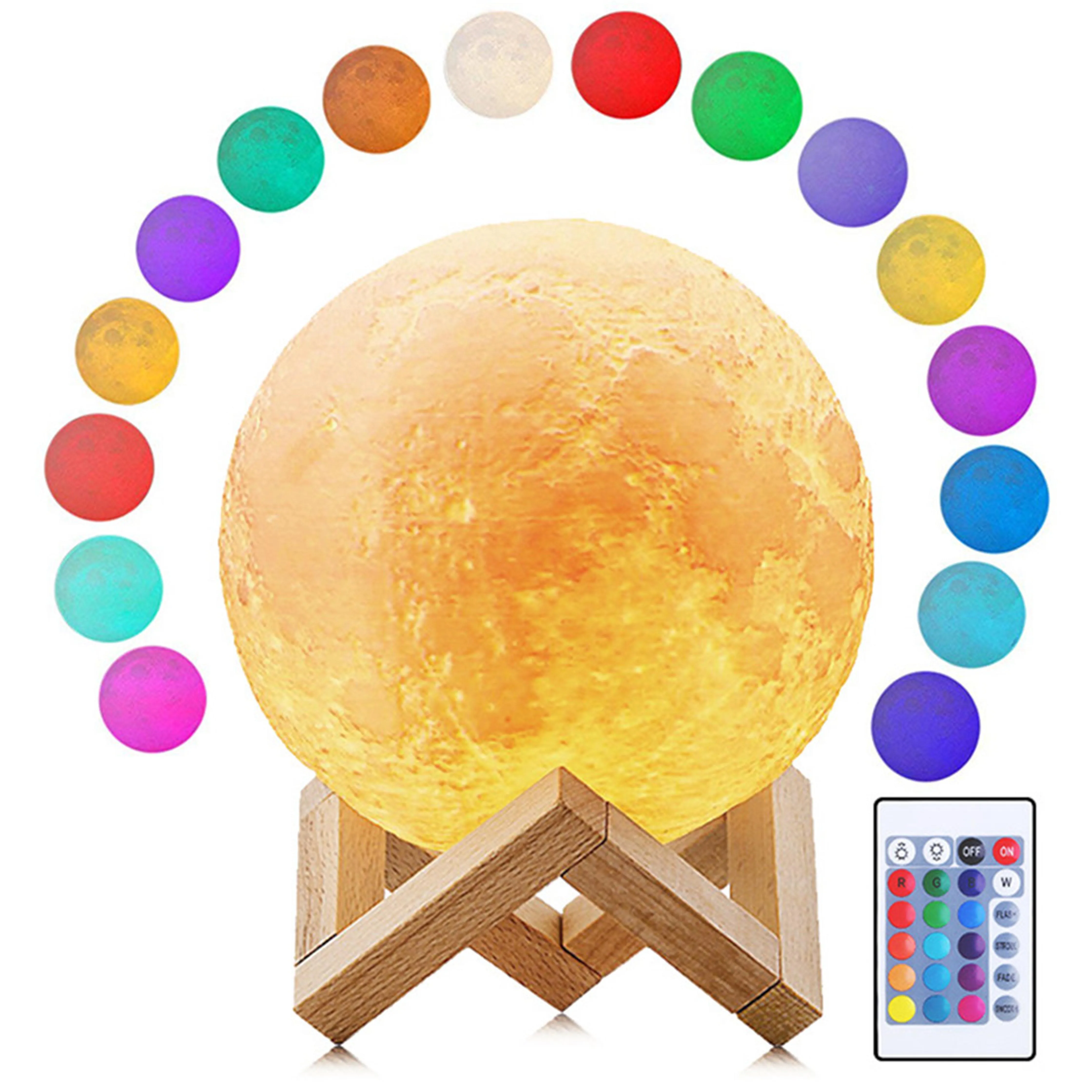 16 colour dimmable led remote control moon shaped light lampara de luna personalized 3d moon lamp lampara lunar,gece lambas