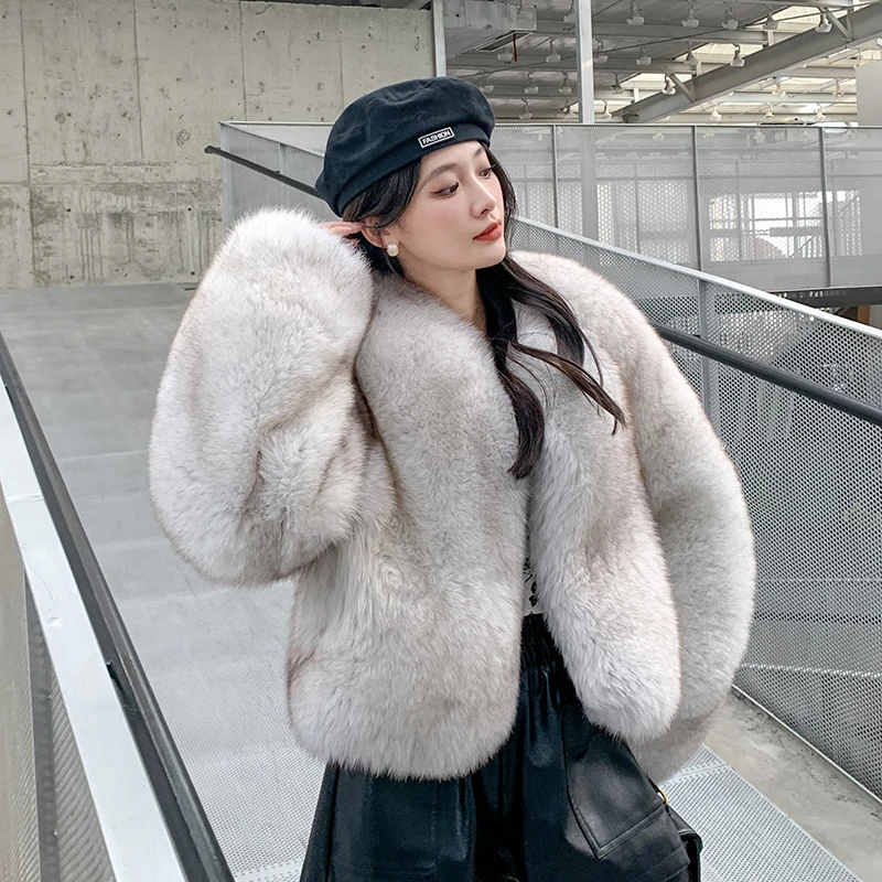 Wholesale Customized New Product Elegant Fur Women Winter Warm 100% Real Fox Fur Coat Outwear Genuine Warmth White Fox Fur Coat