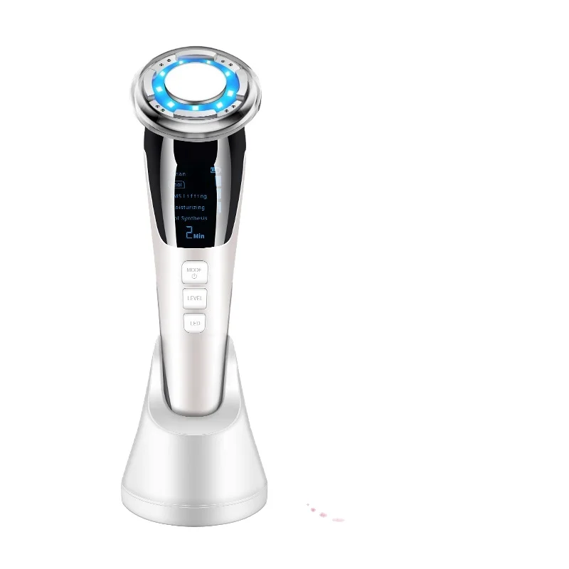 Ionic Hot Cold Facial Massager EMS Vibrating Red Blue Lights Skin Rejuvenation Face Firming Facial Toning Device