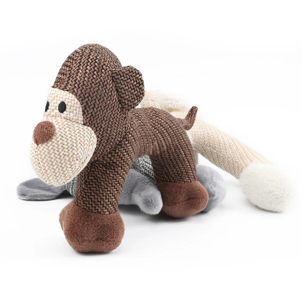 Linen Cloth Sound Bite-resistant Animal Dog Sexy Monkey Toys Best Chew Toys Teething Puppies Plush Dog Toys