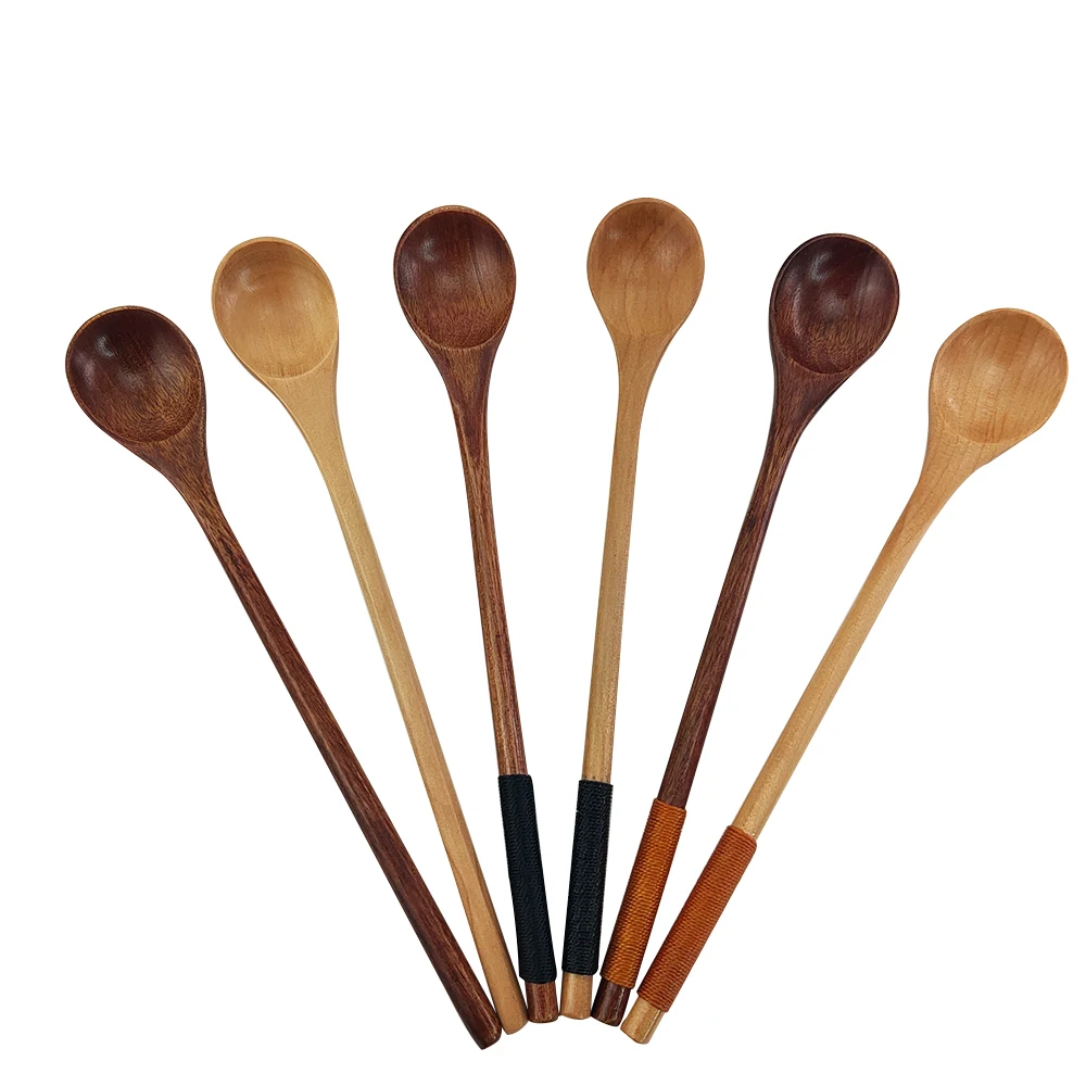 Nature food grade small wooden spoon tableware set with kitnch